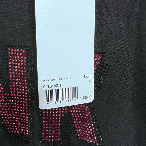 Zadig & Voltaire 3 D PUNK Embellished Tee Shirt in Noir, Size M, NWT - Picture 13 of 13